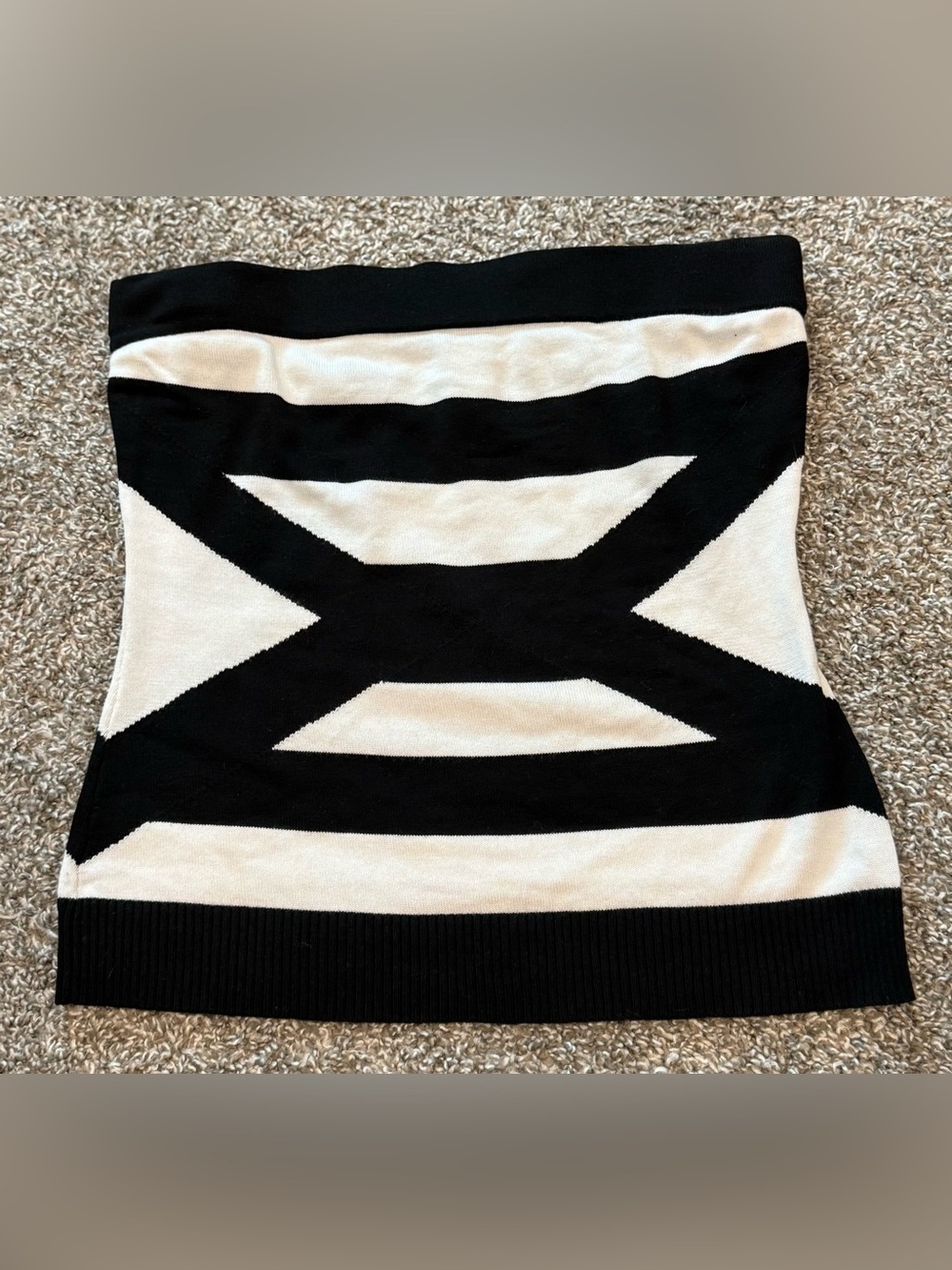 Cache Vintage Tube Top Y2K Black White Size Medium Knit Sleeveless
